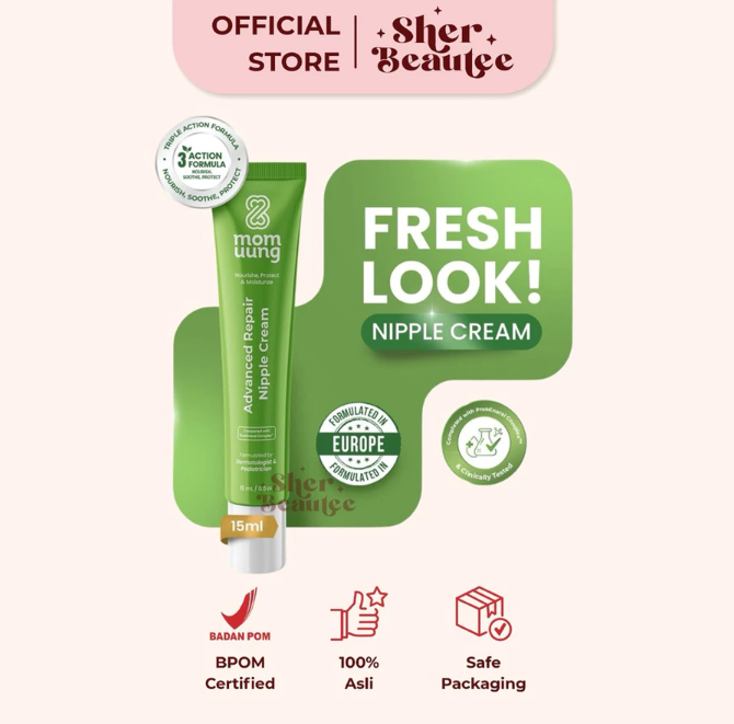 Mom Uung Nipple Cream - Krim Puting Lecet Food Grade Aman Untuk Bayi Halal BPOM