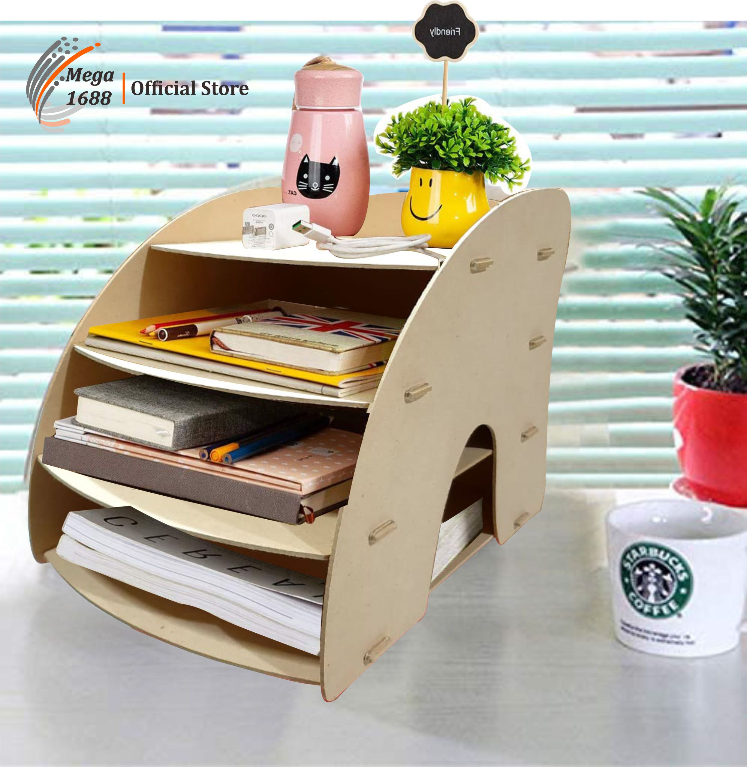 Mega1688 Box File MDF Rak Buku Kertas Dokumen 3 Susun Rak Buku MDF MG920