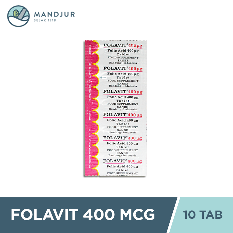 Folavit 400 Mcg Strip 10 Tablet - Suplemen Asam Folat Ibu Hamil