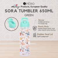 Pero Sora Bottle 650ML With Rubber Seal Lid Plastic / Pero Botol Sora 650ML Tumbler Plastik / Botol Minum Anak Sekolah Plastik Anti Tumpah