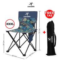 CHAMPS Kursi Lipat Outdoor Floral – Ukuran L-XXXL Kain Oxford Ringkas Tas Bawaannya Gratis