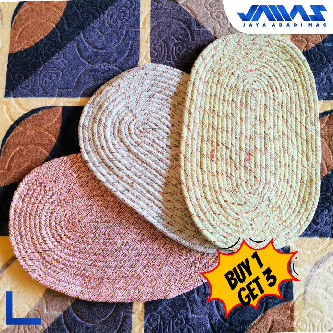 BELI 1 DAPAT 3 !!! Keset Tenun Anyam Oval Ukuran 40x60 cm Empuk Tebal Menyerap Air