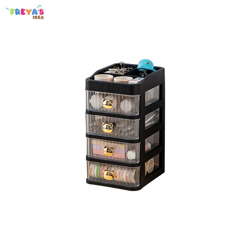 FR-K166 Rak Kosmetik Serbaguna 3 Laci Tempat Make Up Storage Box Bear / Rak Kotak Penyimpanan Alat