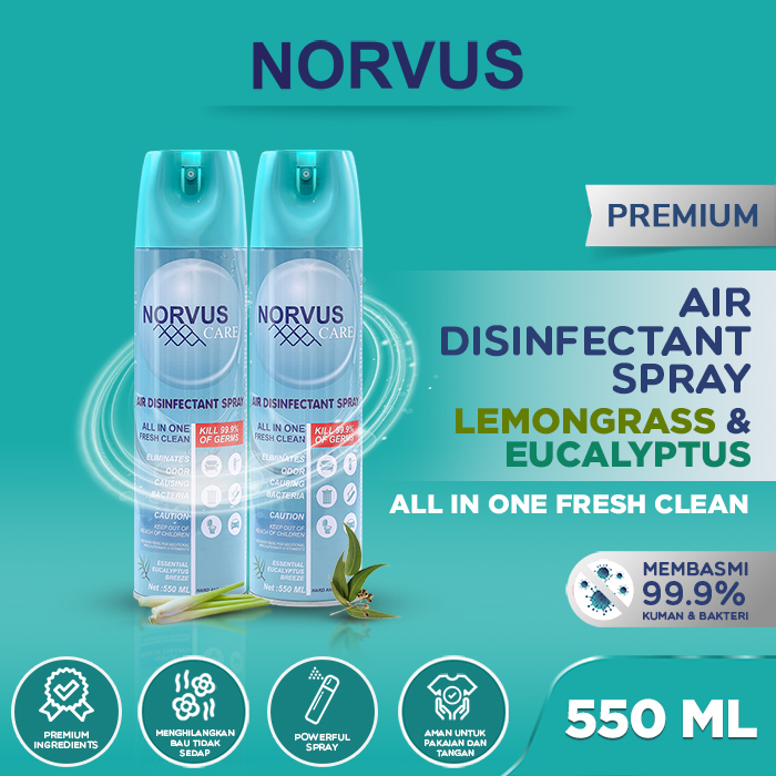 Bundling 2 pcs 550ml Lemongrass & Eucalyptus Air Disinfectant Spray - NORVUS