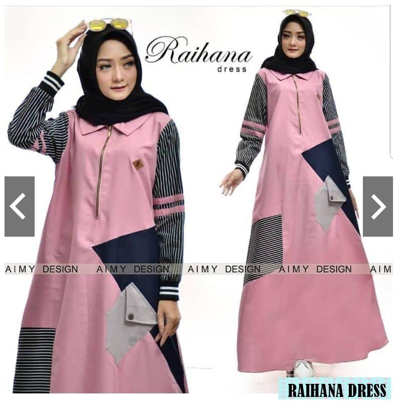 Baju Muslim Modern Gamis Raihana Dress Katun Trendy Modern Wanita Baju Panjang Stelan Polos Muslim Gaun Kerja Dress Pesta Syar’i Murah Terbaru Pakaian Modis Simple Syari Casual Elegant 2019