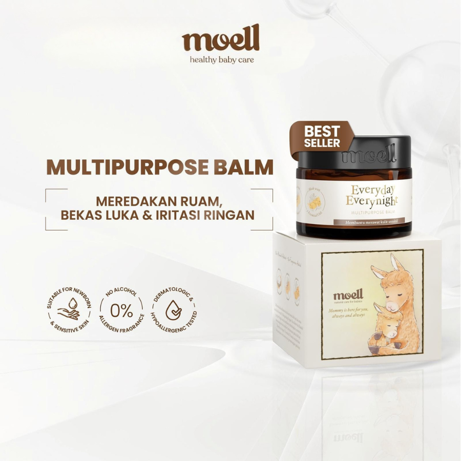 Moell Multipurpose Balm 30gr - Krim Bayi Meredakan Ruam & Iritasi
