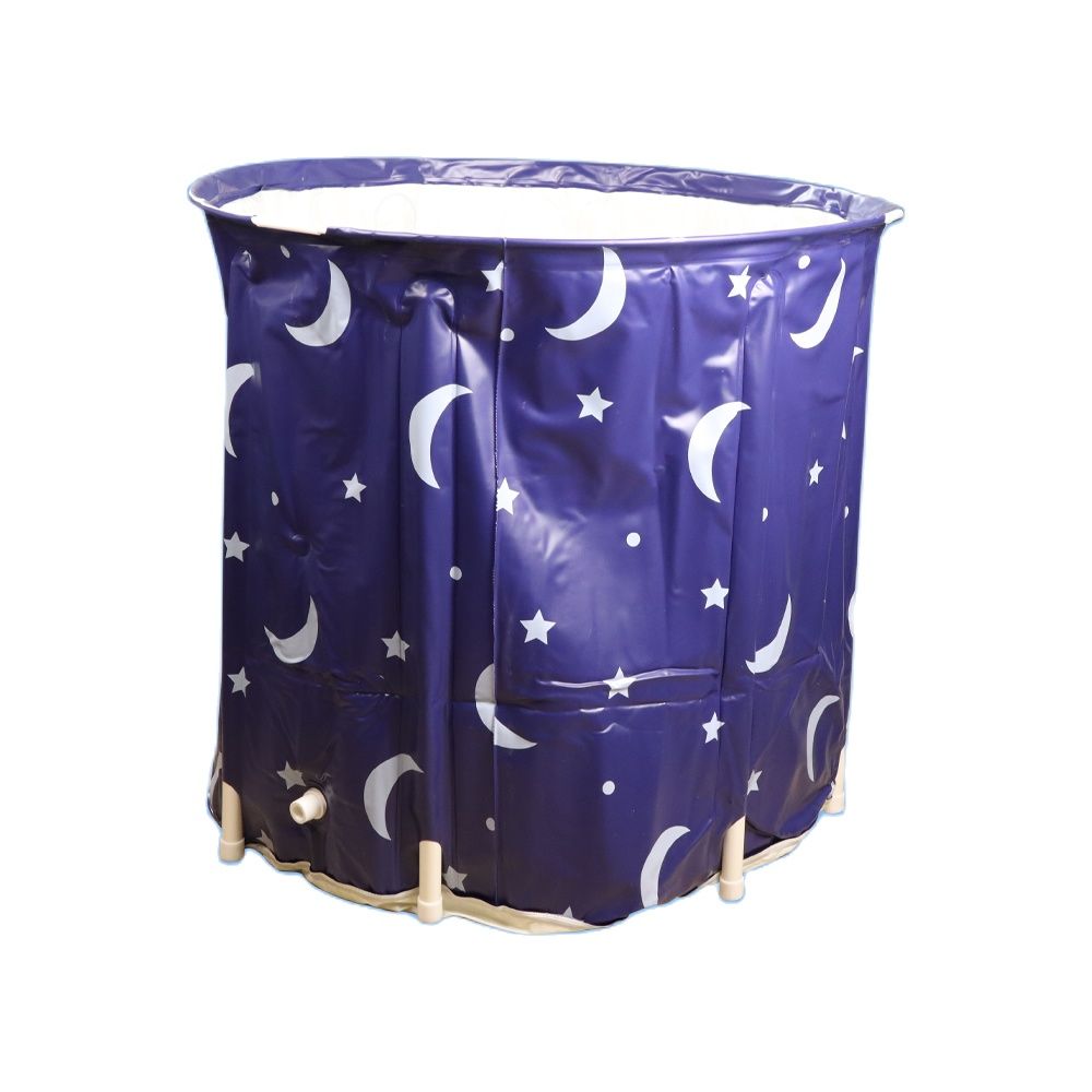 (Sesuai Gambar) Bathtub Lipat Portable 65x70 cm bahan Plastik biru motif bulan bintang