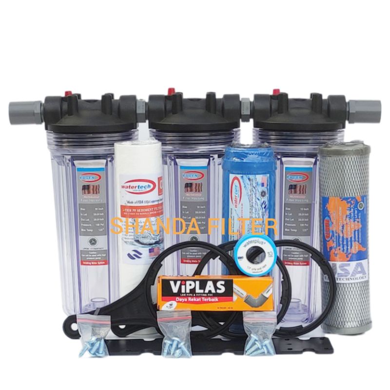 Paket EUGEN 3 Saringan / Filter Air Siap Pakai (Clear 10" - 3/4" - SGC)