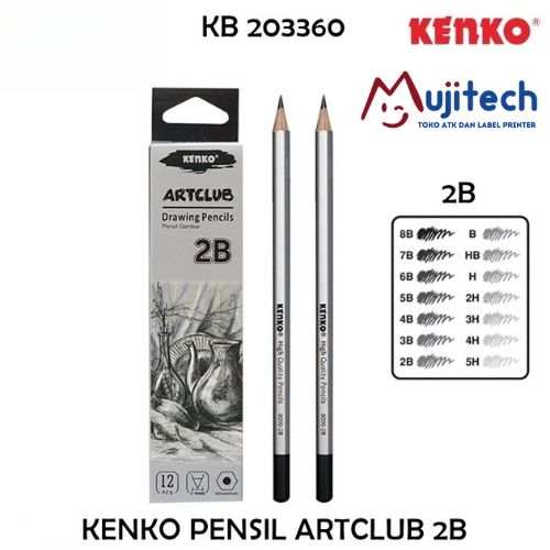 1 PACK KENKO ARTCLUB DRAWING PENCIL PENSIL GAMBAR 2B 3B 7B 8B H 2H HB