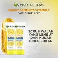 (PAKET HEMAT ISI 2) Garnier Bright Complete Brightening Face Scrub Cleanser Skin Care - 100ml x 2 (Pembersih Wajah Untuk Kulit Cerah Cepat)