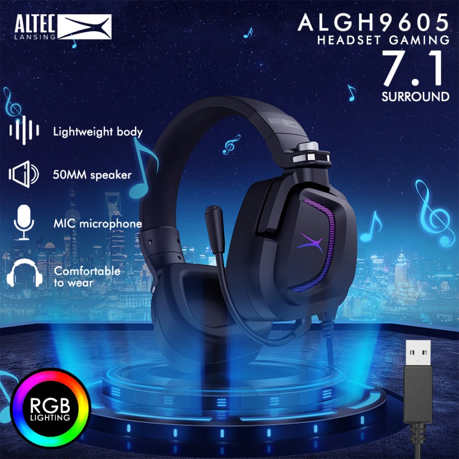 Headset Headphone Gaming Altec Lansing ALGH9605 - RGB - 7.1 SURROUND