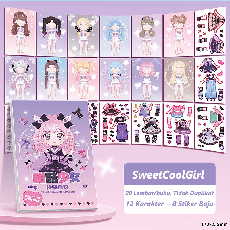 HAHA TOY Make-Up Princess Stiker Diy Stiker Lucu Kartun Anak Perempuan / Mainan Sticker Ganti Muka
