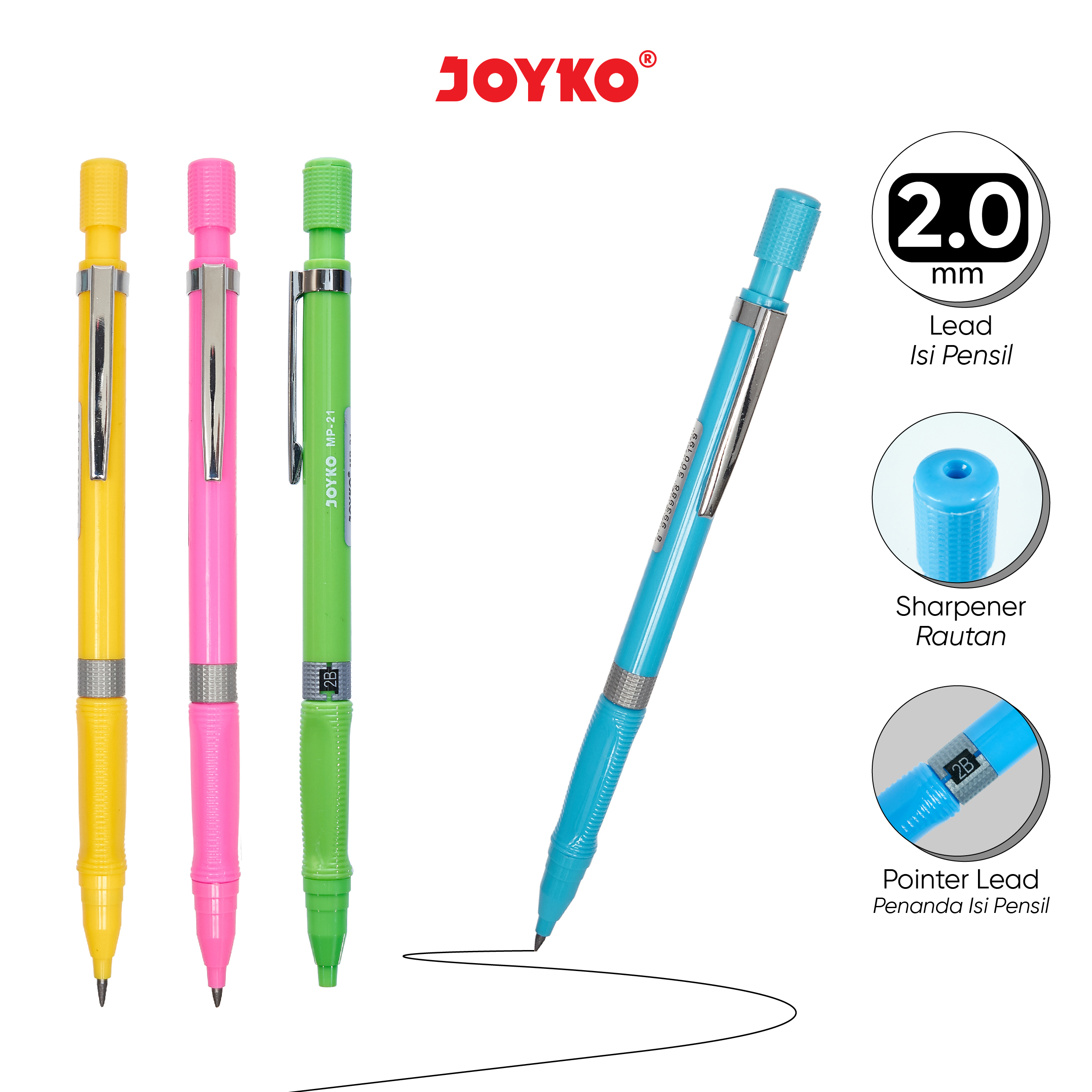 Mechanical Pencil Pensil Mekanik Joyko MP-21 2.0 mm