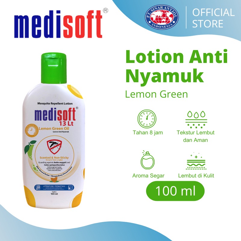 Medisoft Mosquitto Repelent 100ml Lemon GREEN Oil - Lotion Anti Nyamuk HIJAU