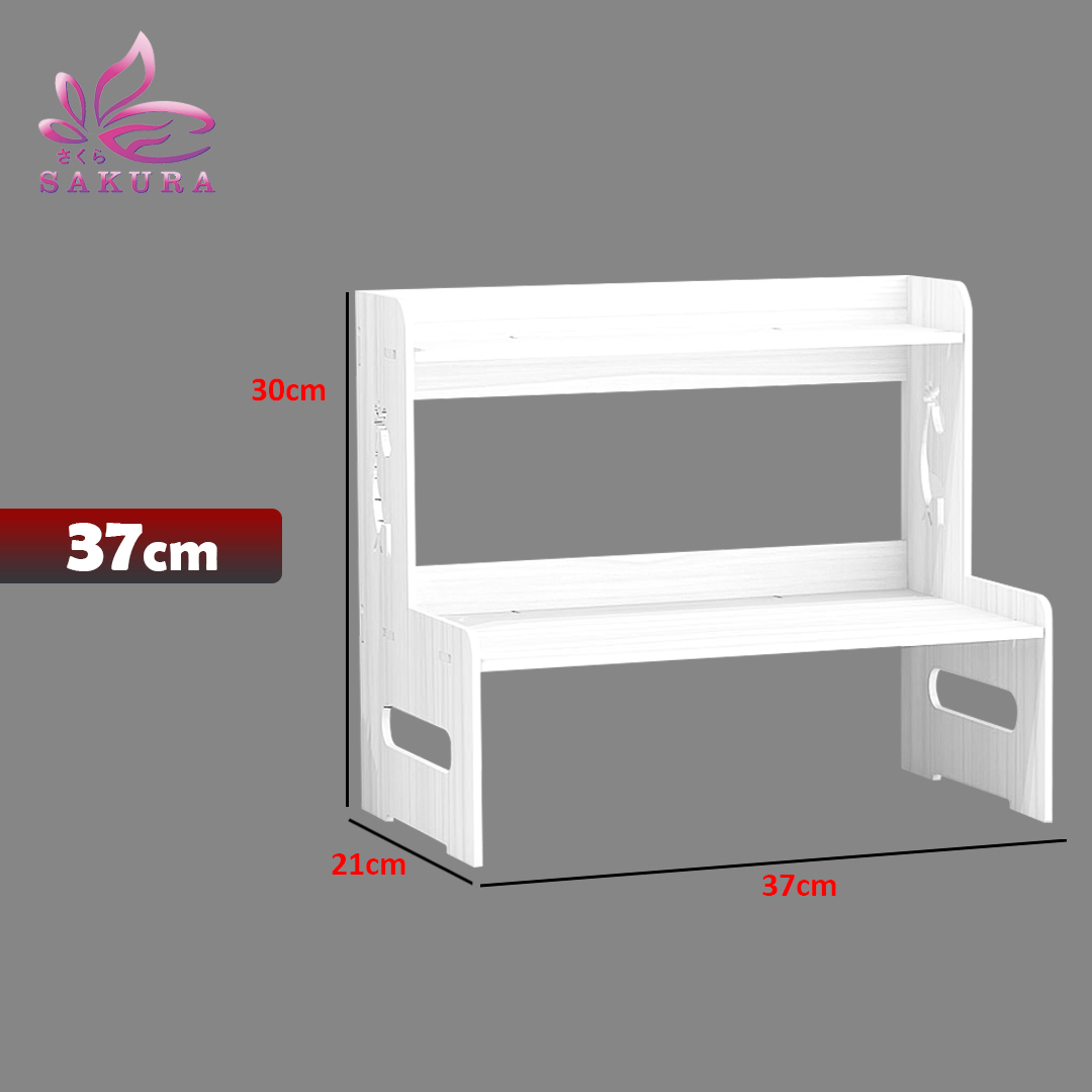Rak Penyimpanan Desktop Peningkat Dua Lapis Angin Rak Penyimpanan Buku Alat Tulis Kosmetik Kantor Asrama dan Rak Organisasi - SOSOYO