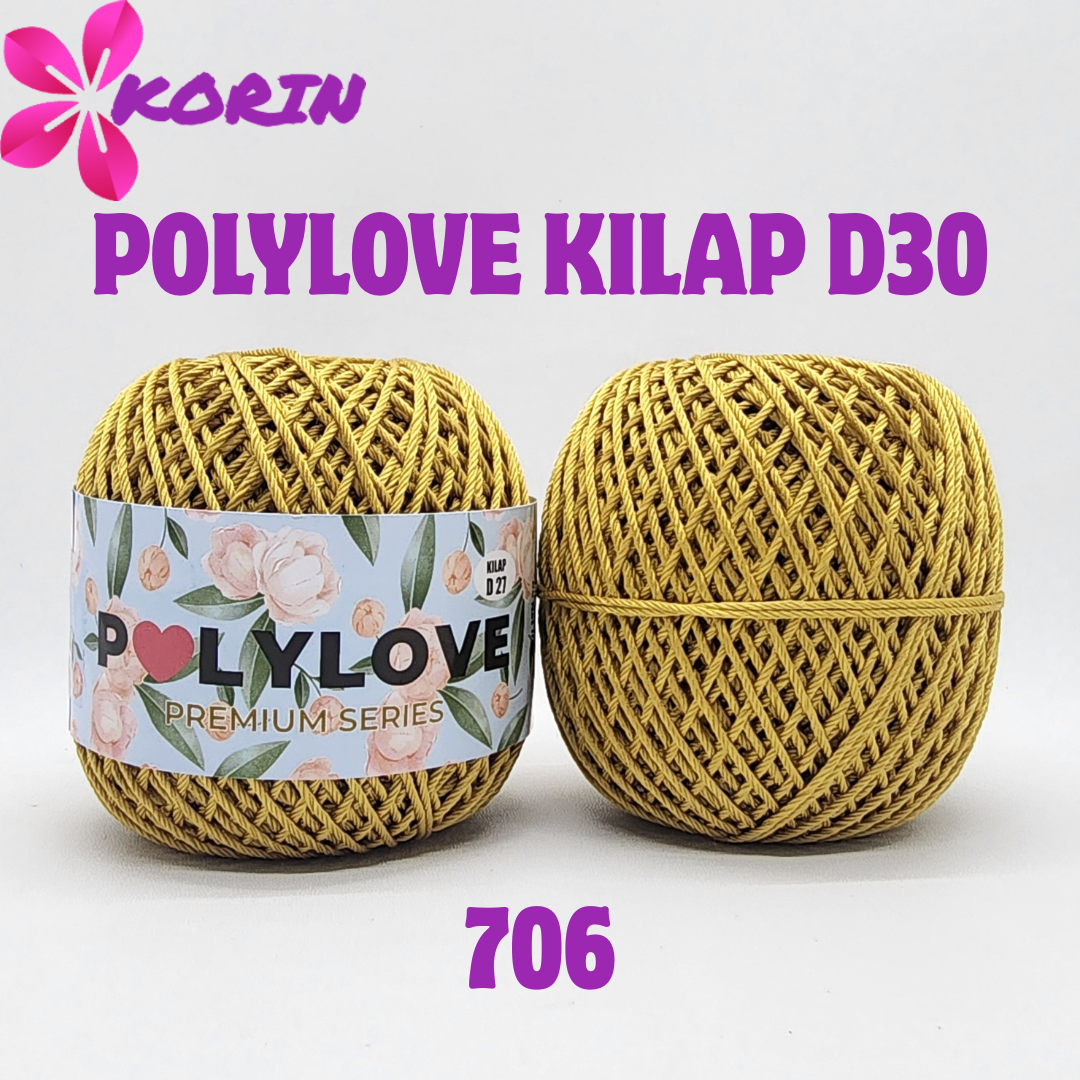 Benang Rajut POLYLOVE KILAP D30 100gr/ Poly Bright/ Polyester /Poly Kilap Premium Series Korin / 100gr-D30