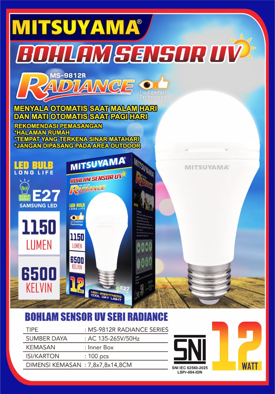 Bohlam Lampu MITSUYAMA Radiance Sensor UV | 40W-30W-12W-9W | Sensor Cahaya Otomatis | GARANSI 1TAHUN