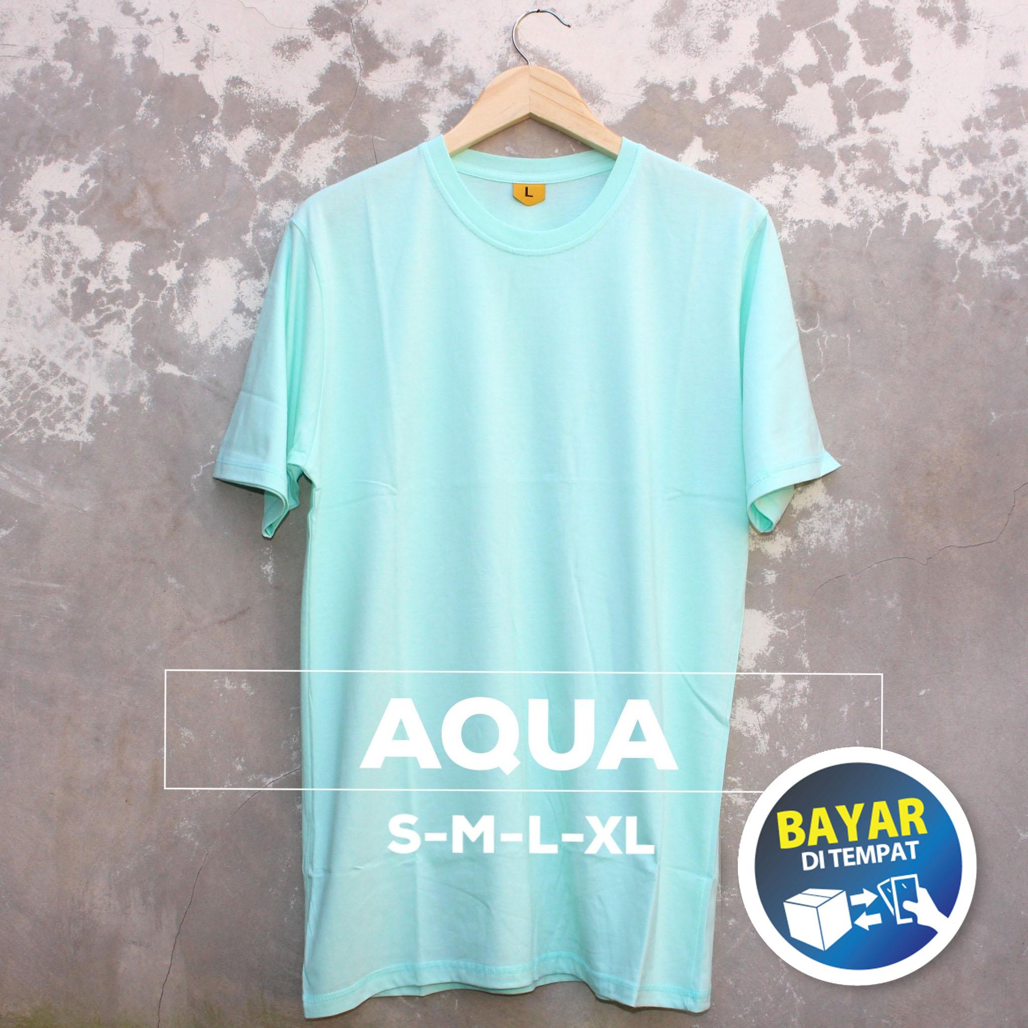 Baju Kaos Polos Oblong Warna Aqua Foam Cewek Cowok