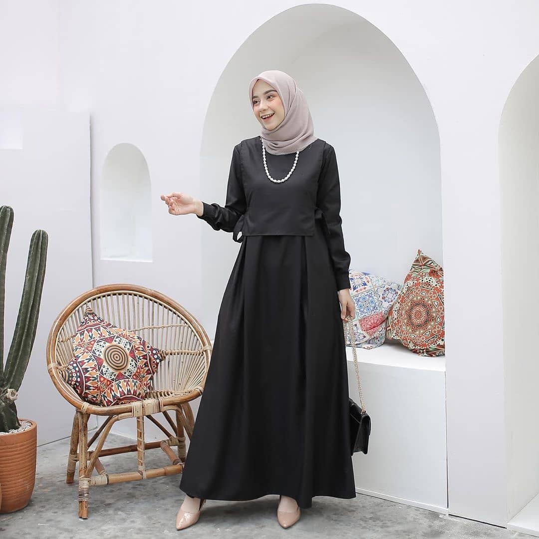 Baju Muslim Modern SELENA MAXI IK Bahan MOSSCRAPE Gamis Wanita Terbaru 2020 Modern Remaja Gamis Wanita Gamis Wanita Murah Simple