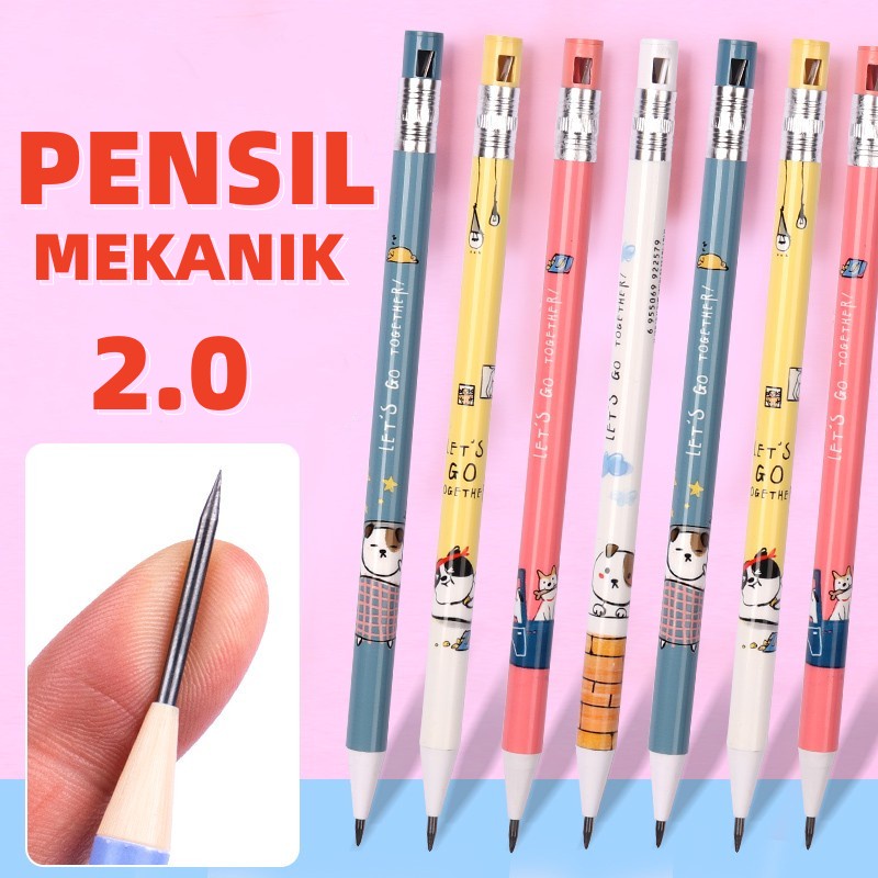 Pensil Otomatis Anak - Pencil Mekanik 2.0 Kartun SD Tekan Isi Ulang