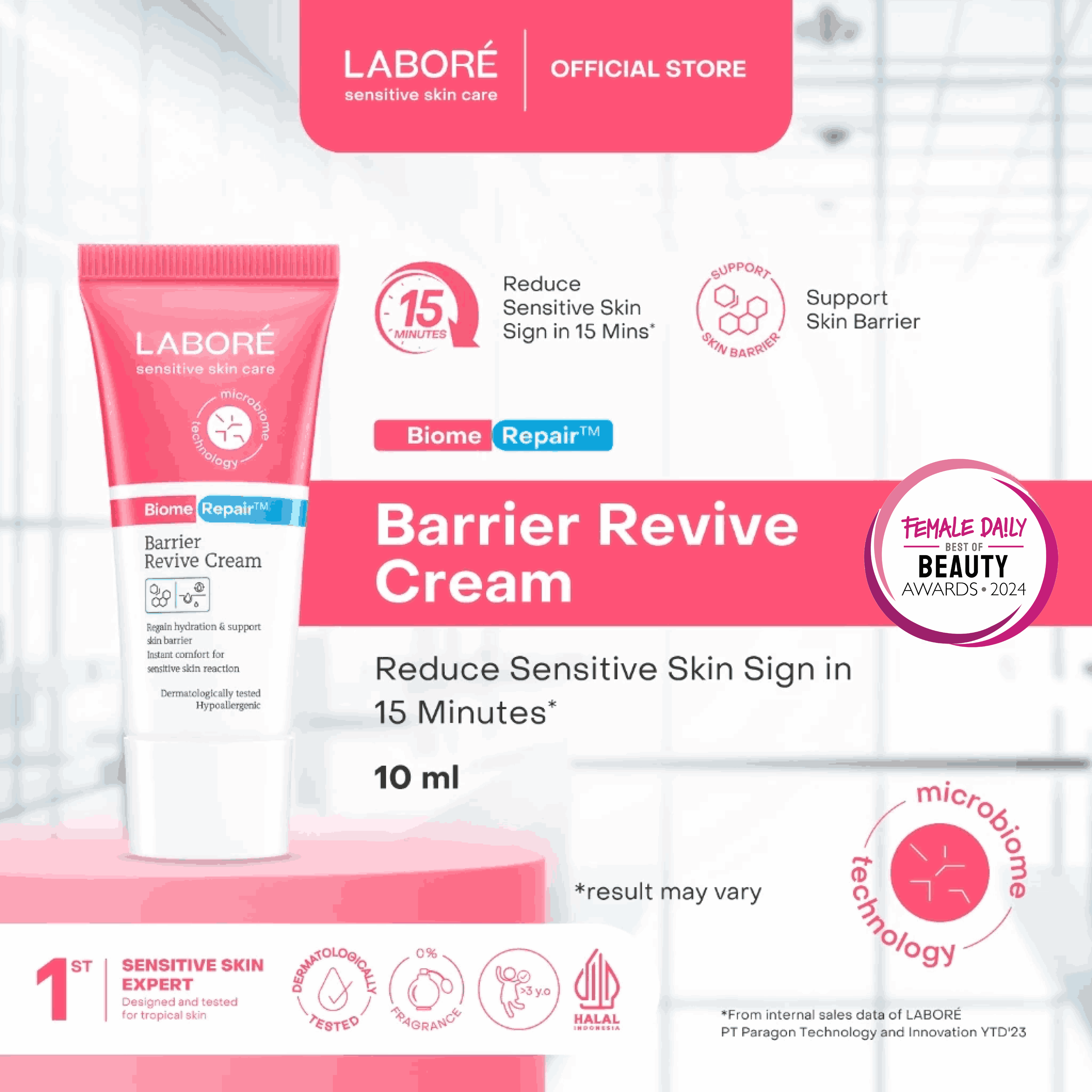 Labore BiomeRepair Barrier Revive Cream Travel Size 10ml - Moisturizer dan Pelembab Wajah Kulit S...