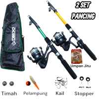 2 Set Alat Pancing Lengkap Mancing Kolam joran antena  ( Free Tas ) Reel 200 TERMURAH SIAP PAKAI