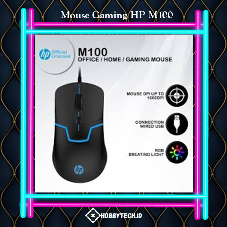 Mouse Gaming HP M100 - 1600DPI RGB USB Wired