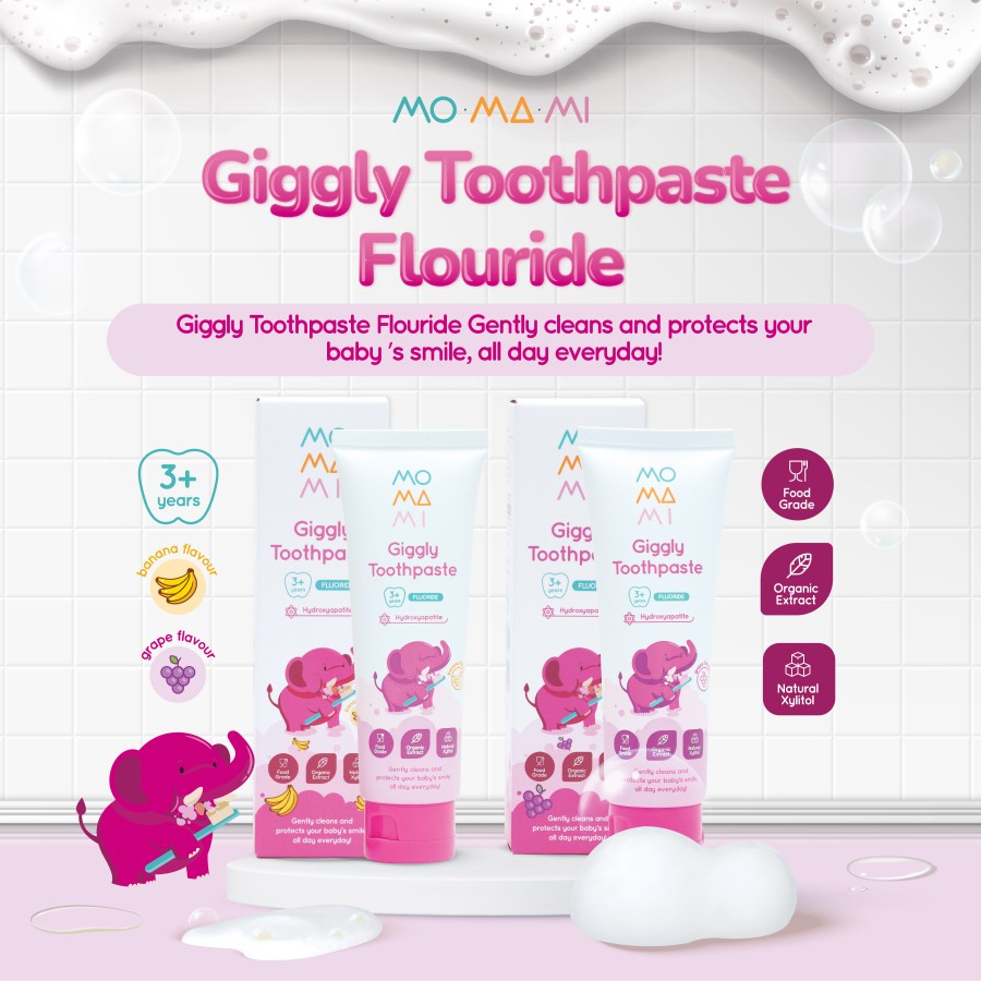 MOMAMI GIGGLY TOOTHPASTE (PASTA GIGI ANAK) / GOSOK GIGI / PASTA GIGI BAYI / MOMAMI PASTA GIGI