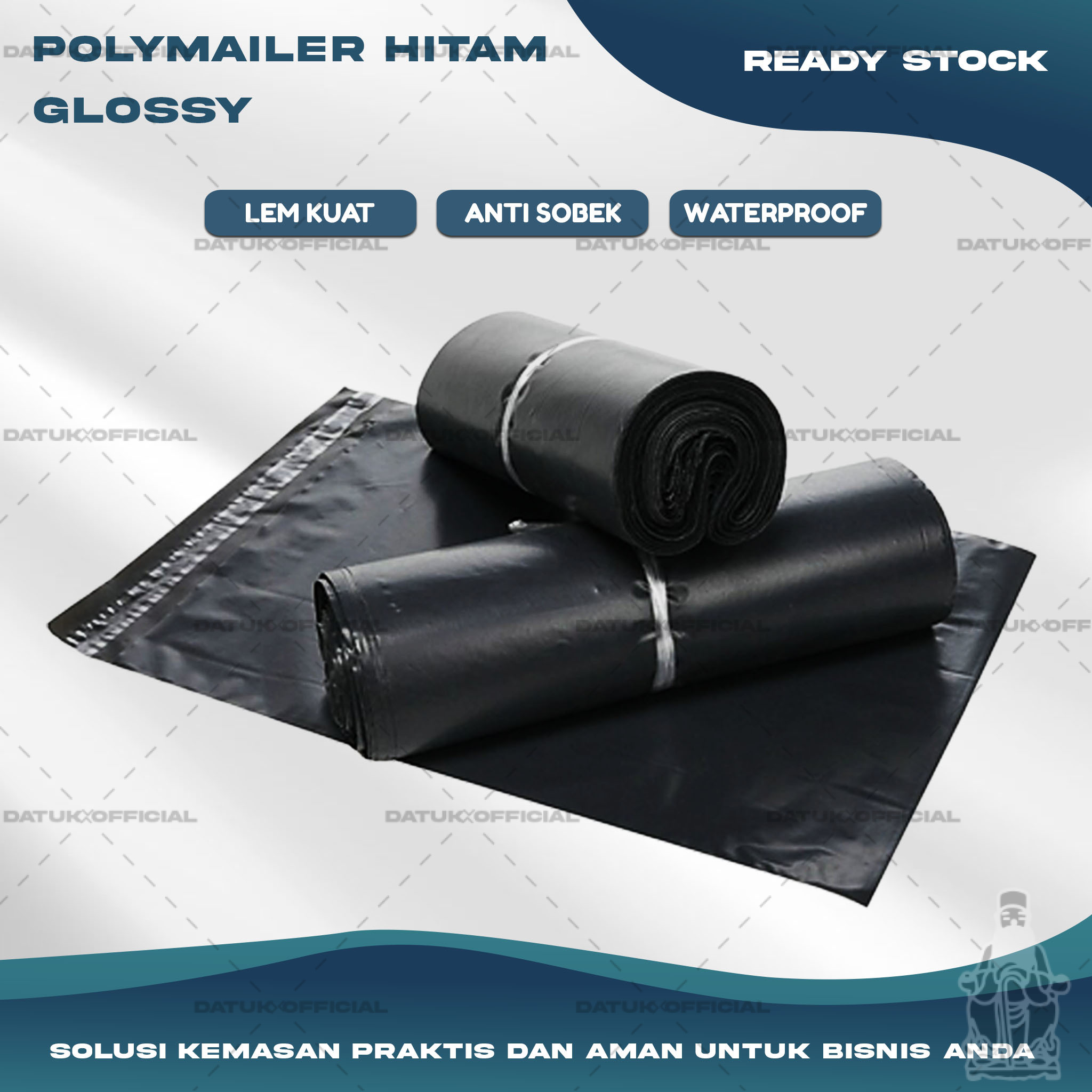 Plastik Packing Polymailer Kantong Olshop Lem isi 100 Semi Glosy HITAM Ukuran 17X30 20X30 20X40 25X35 25X35 25X40 30X40 30X50 35X50 40X50