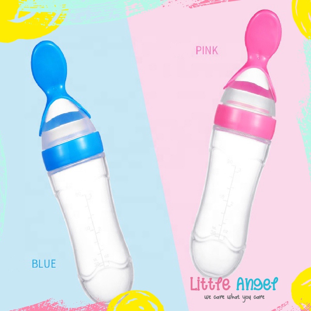 Botol Sendok Makan Bayi Mpasi Silikon Food Anti Tumpah Aman Murah Baby Feeder Bottle Spoon
