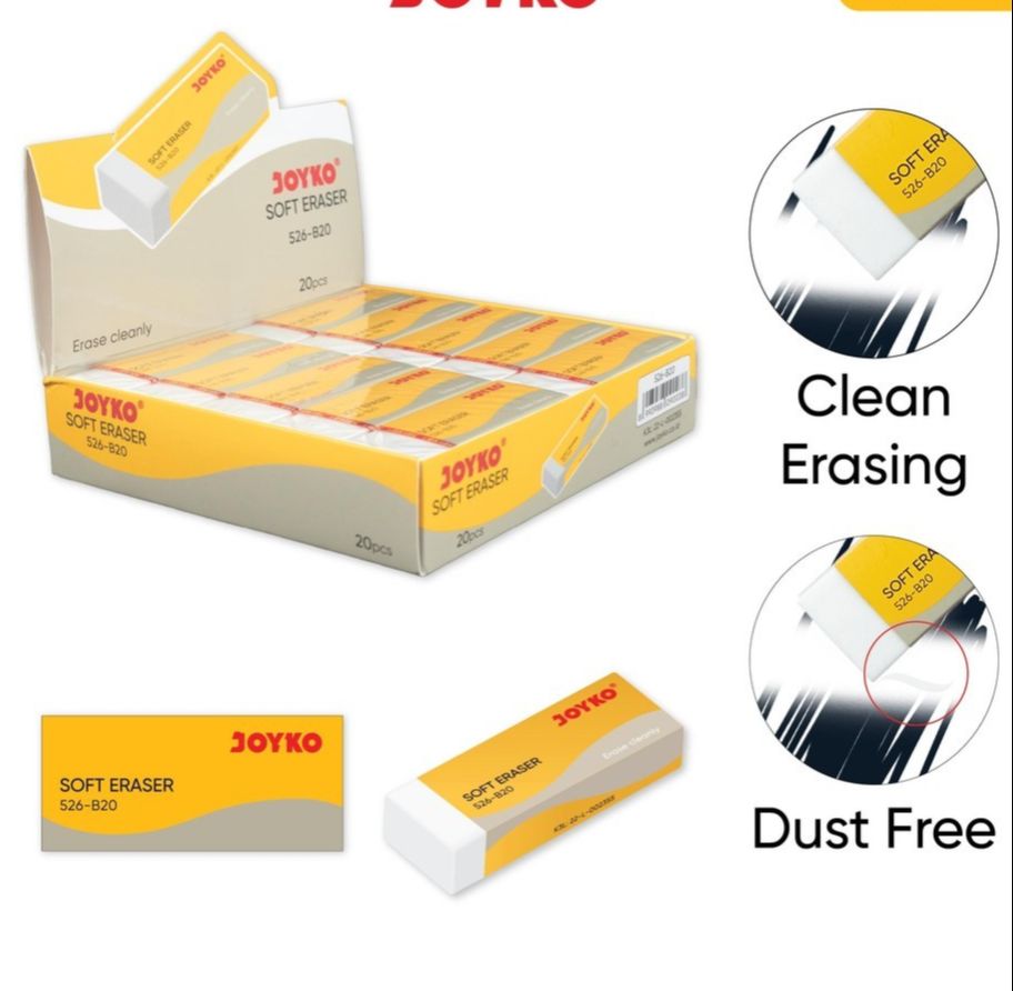 (GROSIR PAK = 20 PCS) JOYKO Eraser Penghapus 1 Pack PAK ER-526-B20 WHITE PUTIH