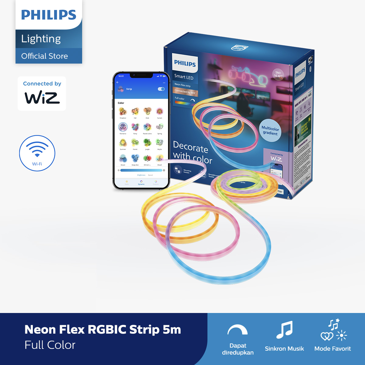 Philips Lampu Smart Wifi LED Neon Flex Strip 5M