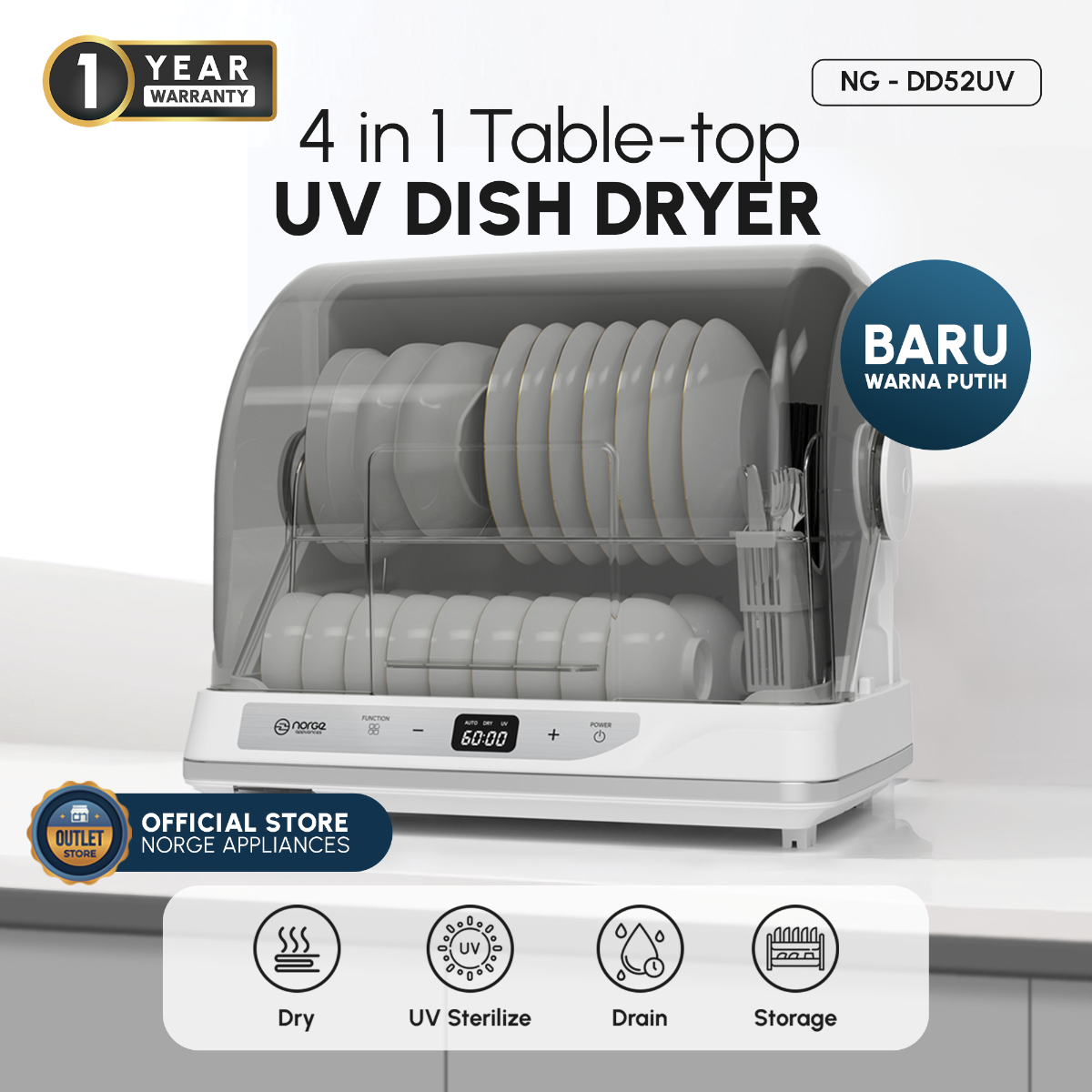 [TERMURAH] Norge 4 in 1 Table-top UV Dish Dryer| Sterilizer Alat Makan |Steril Botol Asi