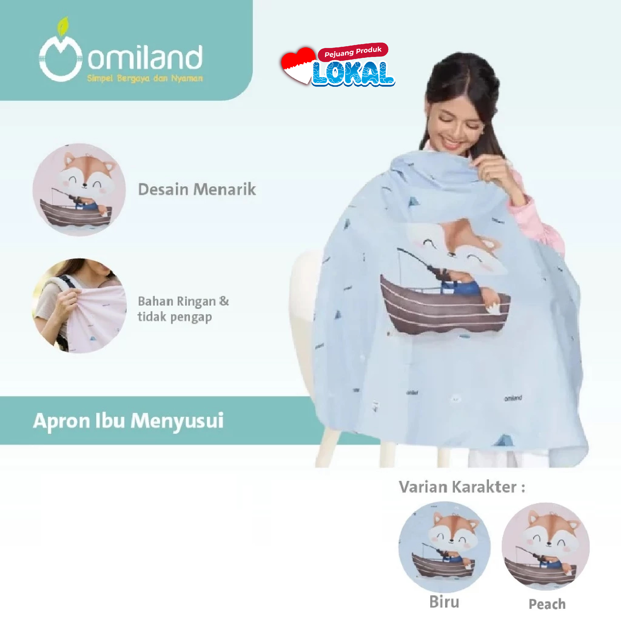 Omiland Apron Ibu Menyusui/Busui Bayi Fox Series