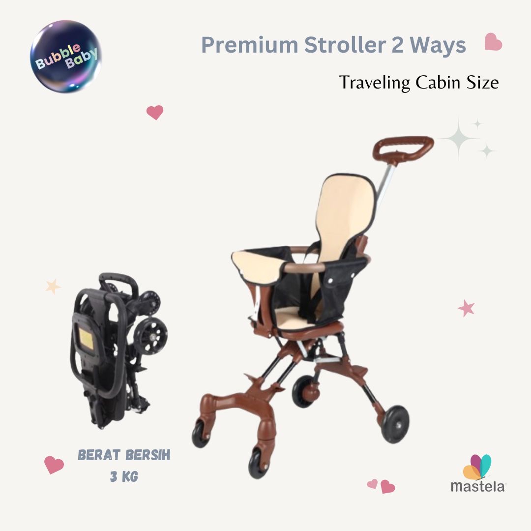 MASTELA Stroller Bayi Lipat Kereta Dorong Bayi 2 Arah Travelling Cabin Size