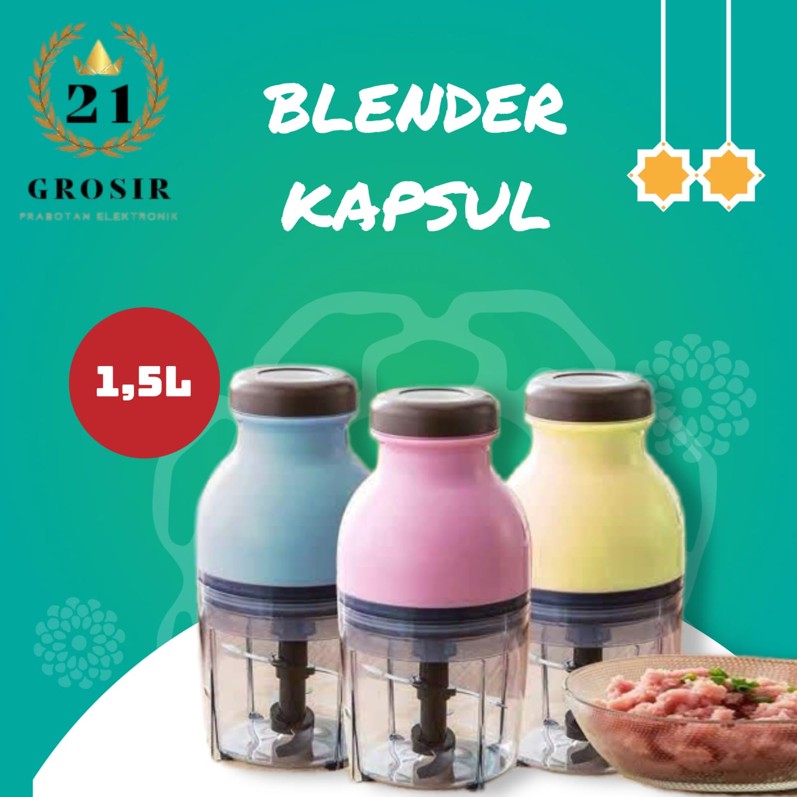 Blender kapsul cutter 3 warna serbaguna electrik