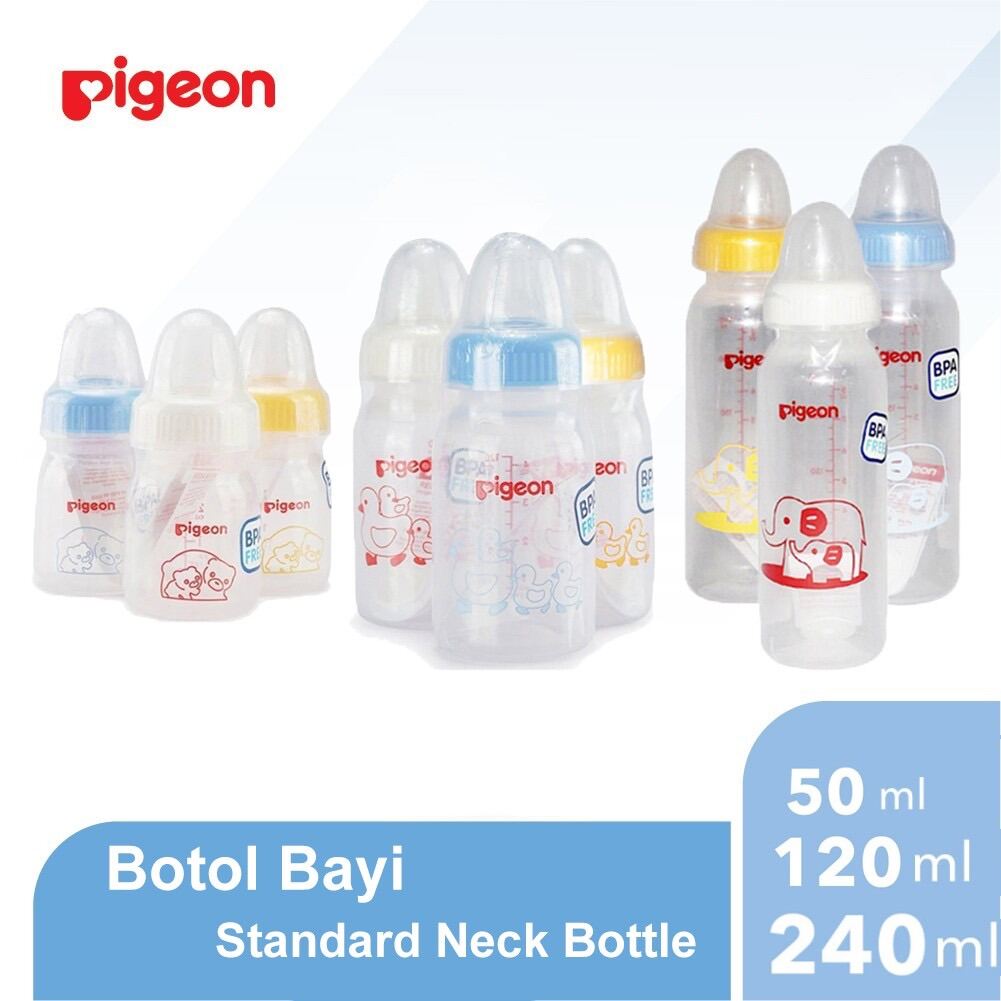 BOTOL SUSU Bayi PIGEON 1pc 120ML/240ml SLIMNECK temaksuk dot bulat didalam - Cleine Tadita