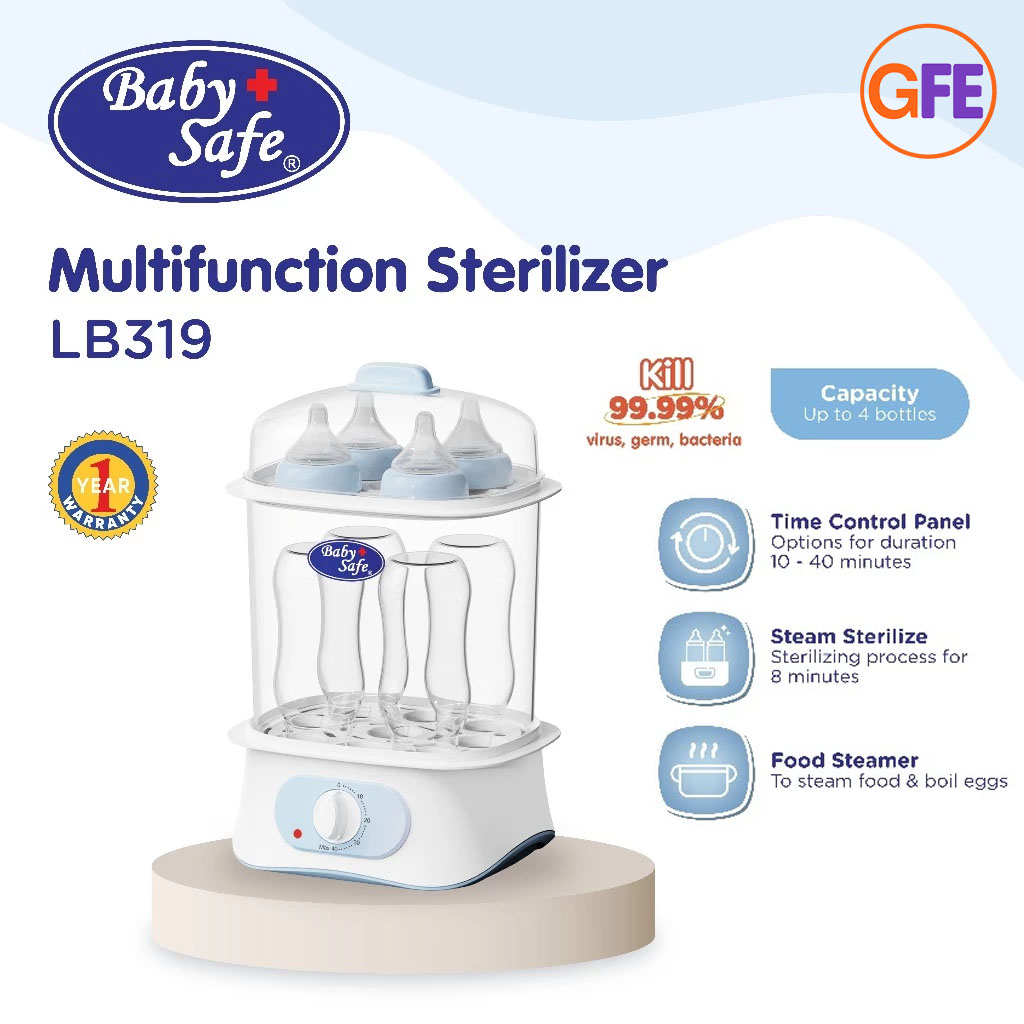 Baby Safe Sterilizer Steamer Mesin Steril Botol Kukus Hangatkan Makanan Bebas BPA LB319