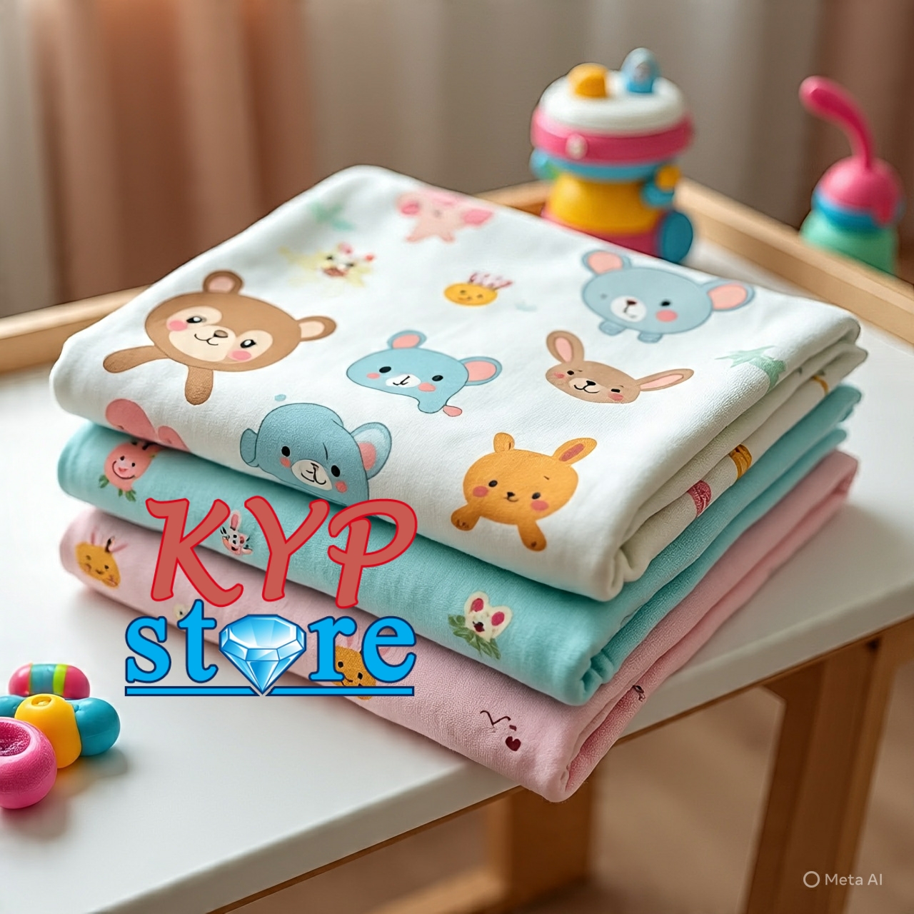 Set 3 PCS Bedong Bayi - Kain Pernel Size Besar -Selimut Bayi Katun Flanel Lembut Motif Lucu - Warna Cerah Unisex