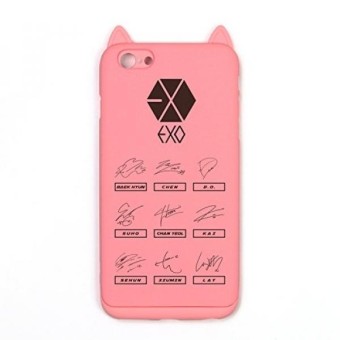 Fanstown kpop pink PVC hard frame cover with soft silicon rubber lining Korean style cute cat
