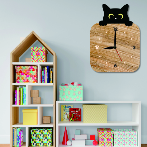 JAM UKIR KUCING MINIMALIS LUCU WALL DECOR RUANG ANAK RUANG TAMU ID72