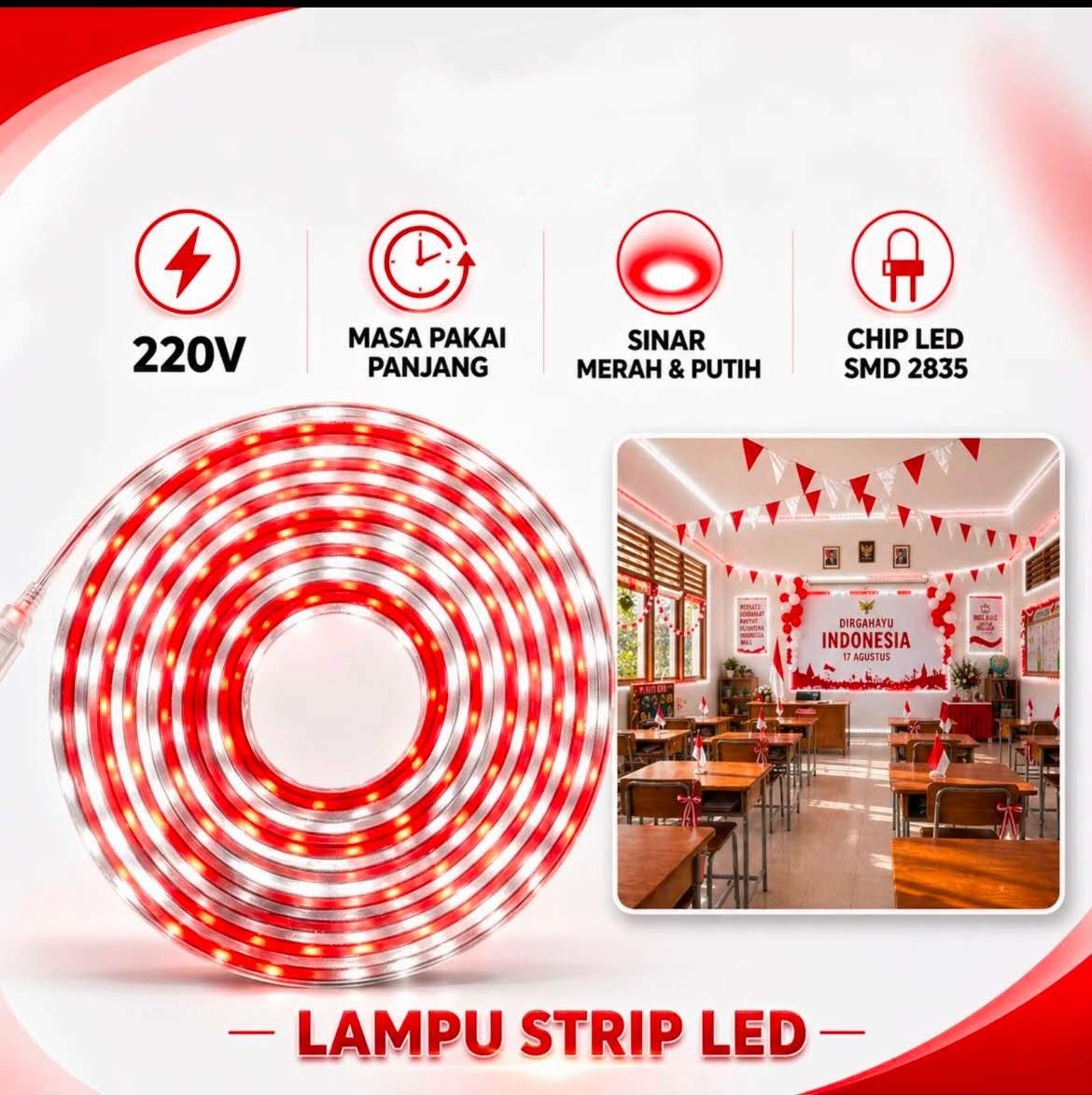 Paket Lampu LED Strip Selang RGB 2835 Outdoor 10M 15M 20M 25M 30M 220V LED RGB Waterproof
