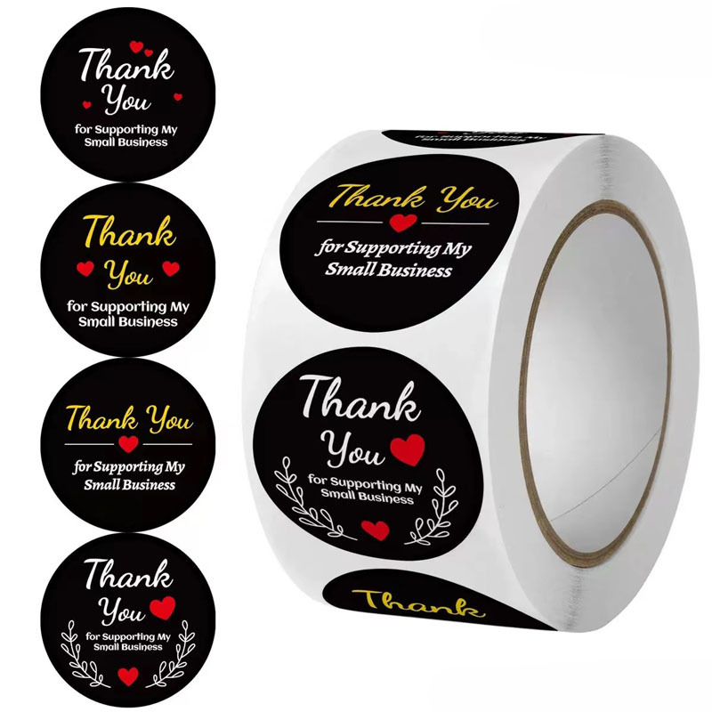New Sticker Thankyou 1Roll (500Pcs) Label Segel Order Packing Motif Bunga Love Serbaguna STC01
