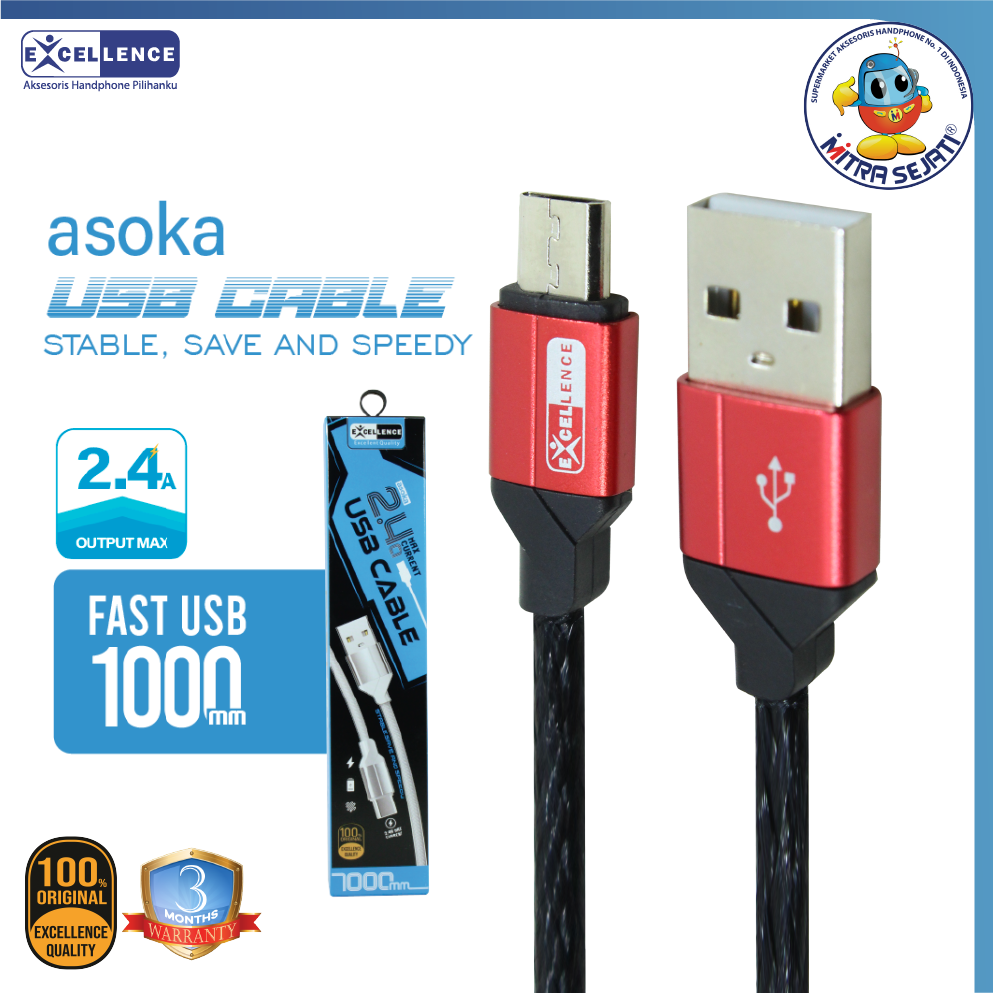 Kabel Data Micro Asoka Excellence 100cm Fast Charging-1KDMICAS1E