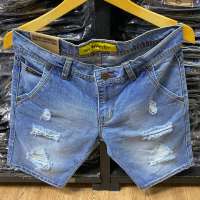 MC WISCER Celana Jeans Pendek Pria Sobek Tidak Tembus Diatas Lutut Bahan Denim Jeans Model Skinny Viral Denim Ripped