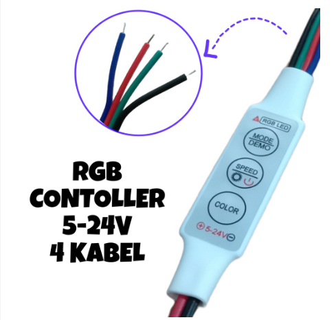MODUL RGB CONTROLLER 4 KABEL 5V-24V KABEL LANGSUNG CONTROLLER LED STRIP