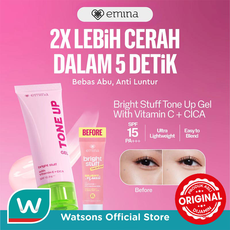 Emina Bright Stuff Tone Up Gel 20ml - Pelembab Wajah Mencerahkan Perlindungan dari Sinar UV - Mud...