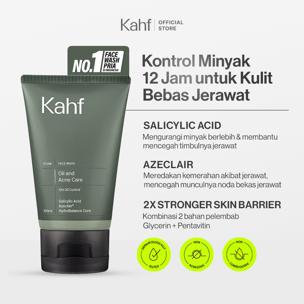 Kahf Face Wash Oil and Acne Care 100 ml - Sabun Cuci Muka Pria untuk Membantu Lawan Jerawat dan K...