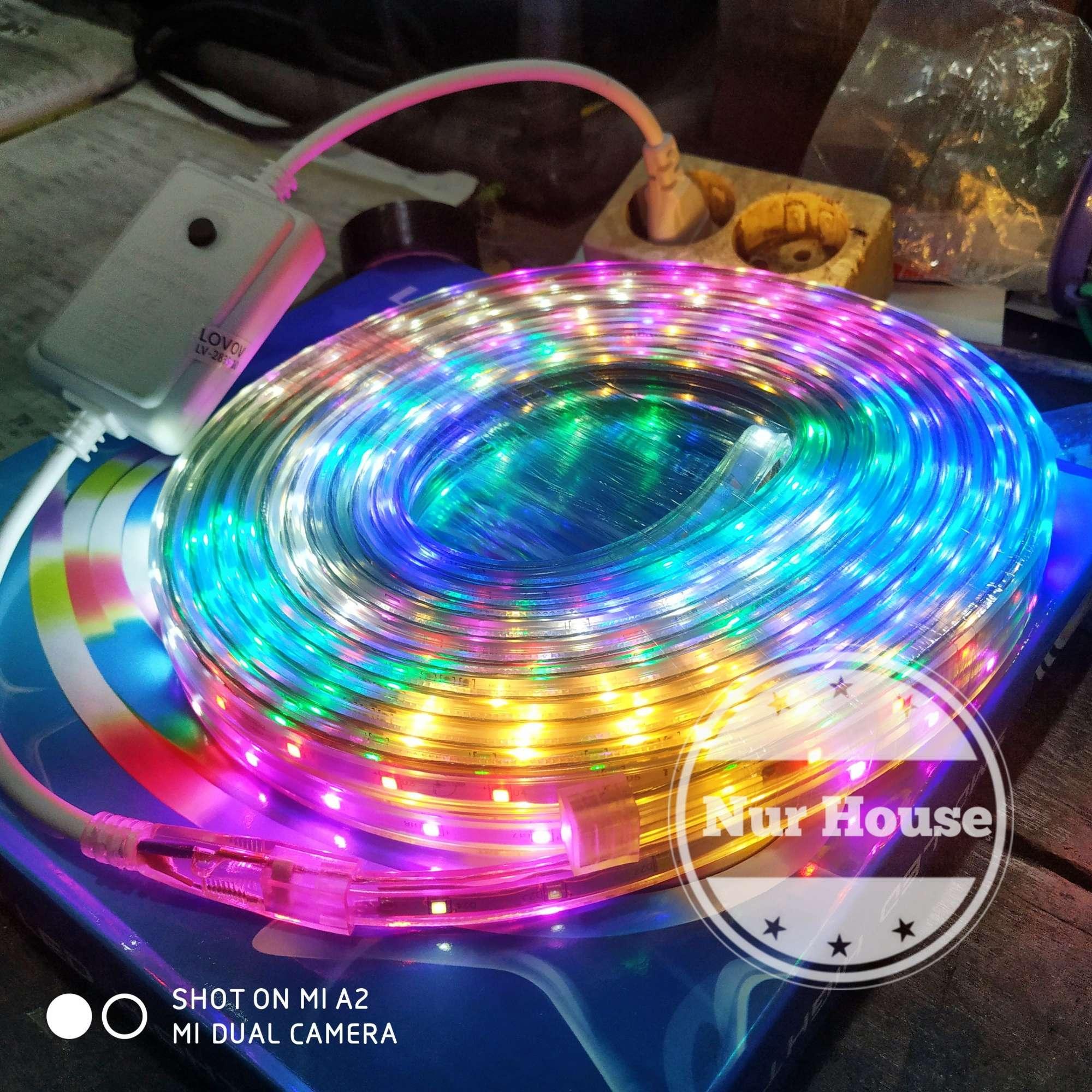 lampu hias plafon led strip RGB warna warni 10 meter dengan remote kontroller