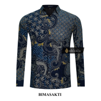 BATIK ARKANZA Kemeja Batik Pria Rekomendasi Warna Navy Slim Fit Premium Lengan Panjang DESC